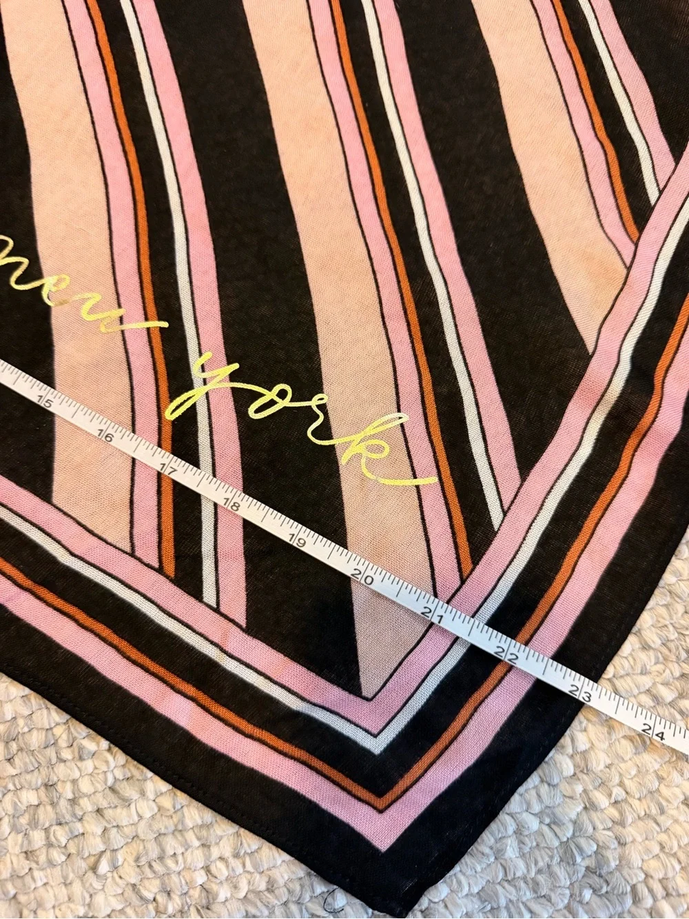 Large Kate Spade Pink and Black Striped scarf wrap 70” x 23”